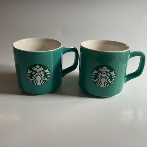 Starbucks Other - STARBUCKS set of two teal green stackable 11oz mugs w siren logo 2021 nwot
